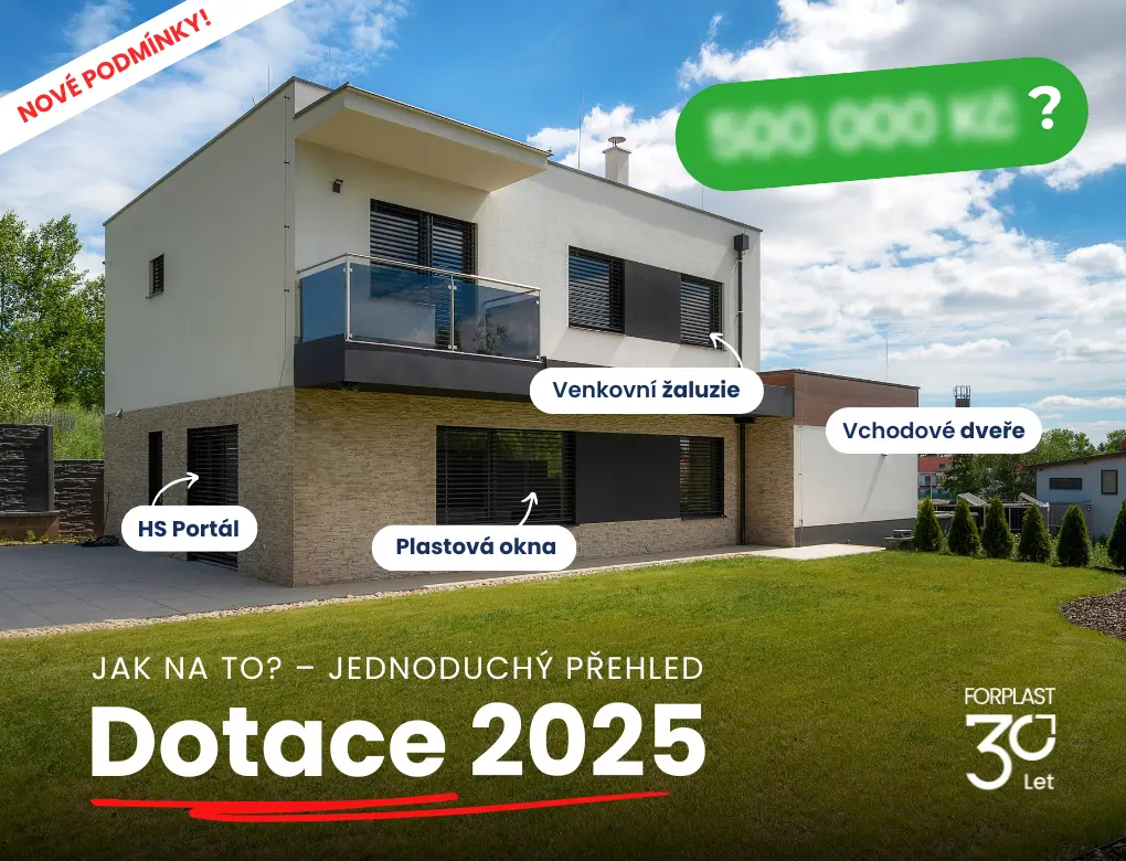 Rodinný dům s novými okny a dveřmi od FORPLAST – dotace Nová zelená úsporám 2025